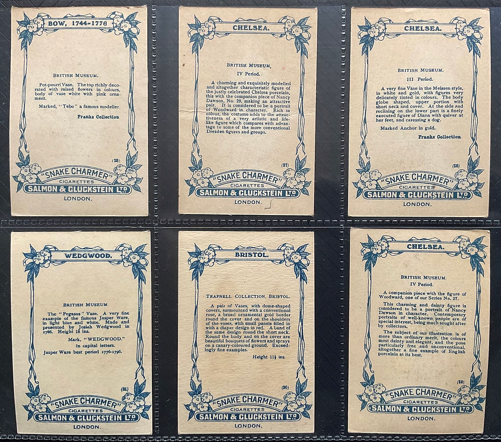 Thumbnail: Salmon & Gluckstein Pottery Types Mixed Back Set Silk Cigarette Cards