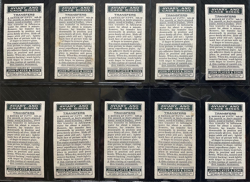 Thumbnail: Players Aviary And Cage Birds Transfers Cigarette Cards