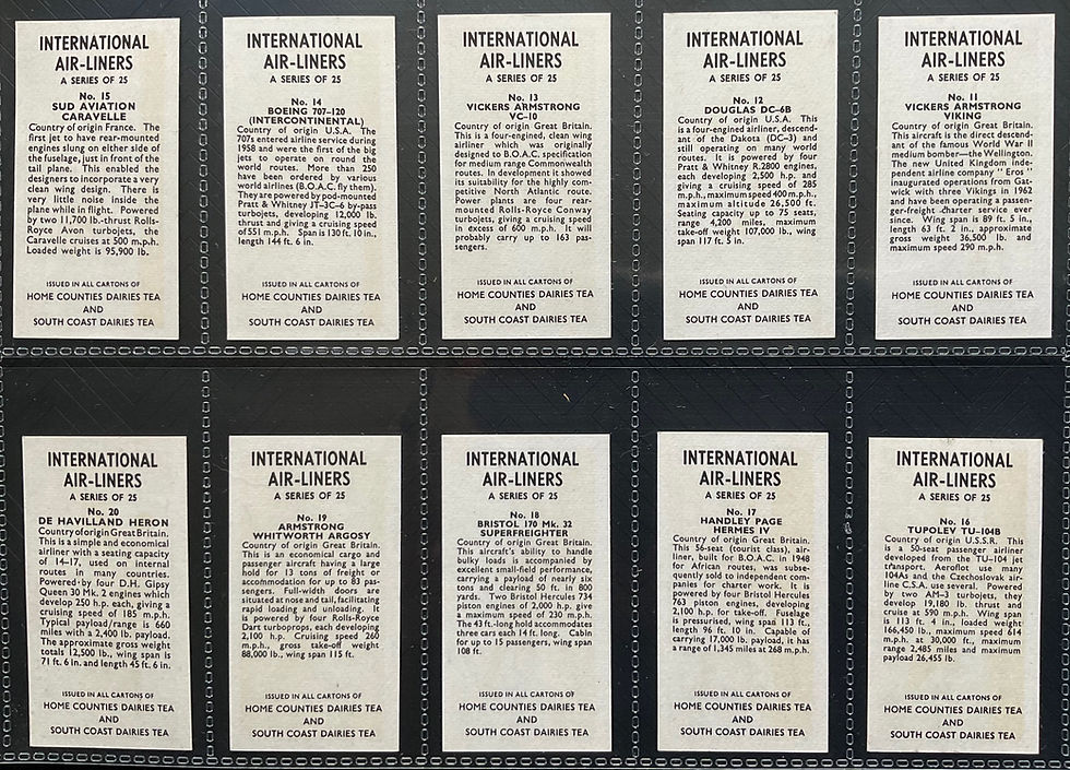 Thumbnail: Home Counties Dairies Tea International Air-Liners Tea Cards