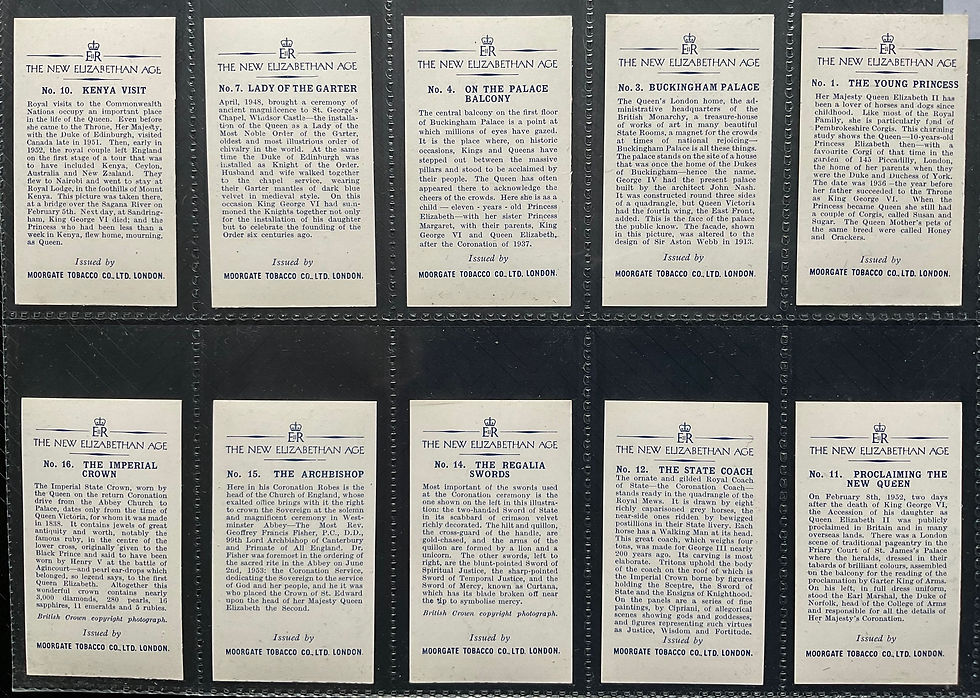 Thumbnail: Moorgate The New Elizabethan Age Varnished Cigarette Cards