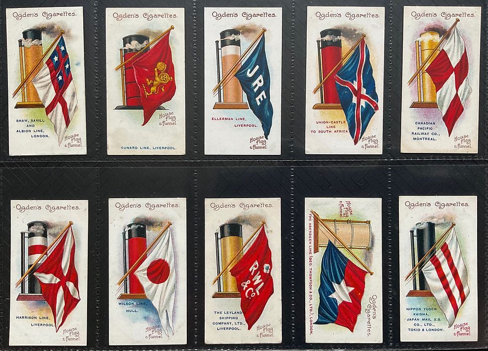 Thumbnail: Ogdens Flags & Funnels Of Leading Steamships Cigarette Cards