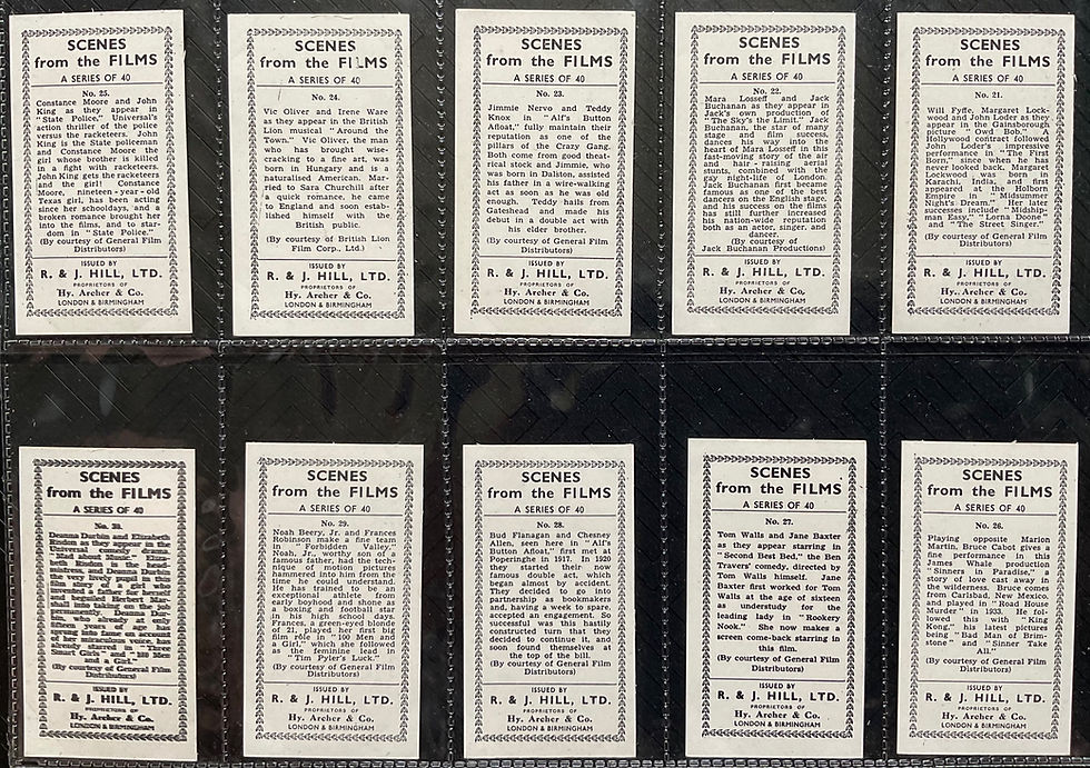 Thumbnail: Hills Scenes From The Films Cigarette Cards