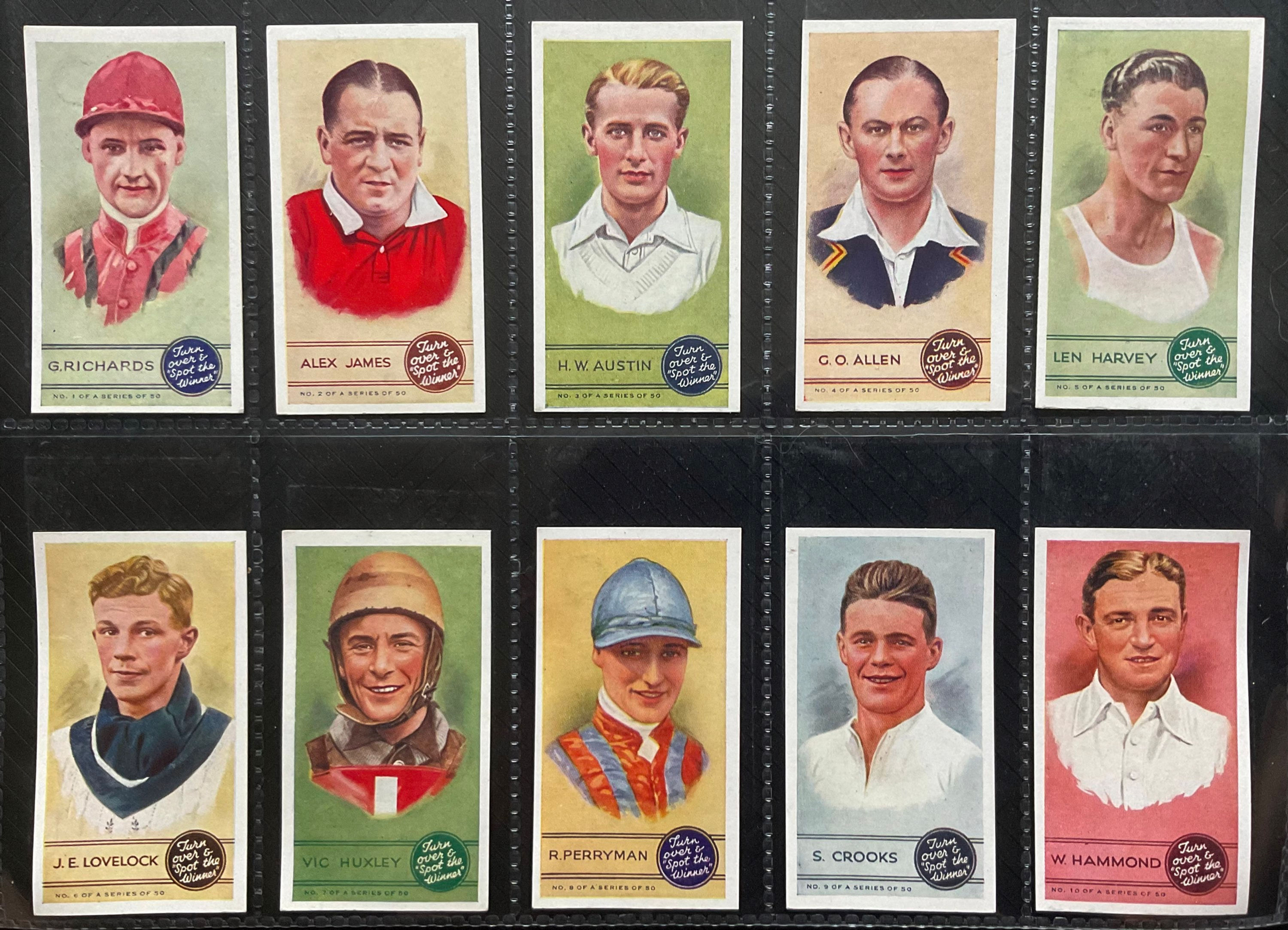 Phillips Sportsmen Spot The Winner Non Back Inverted Cigarette Cards