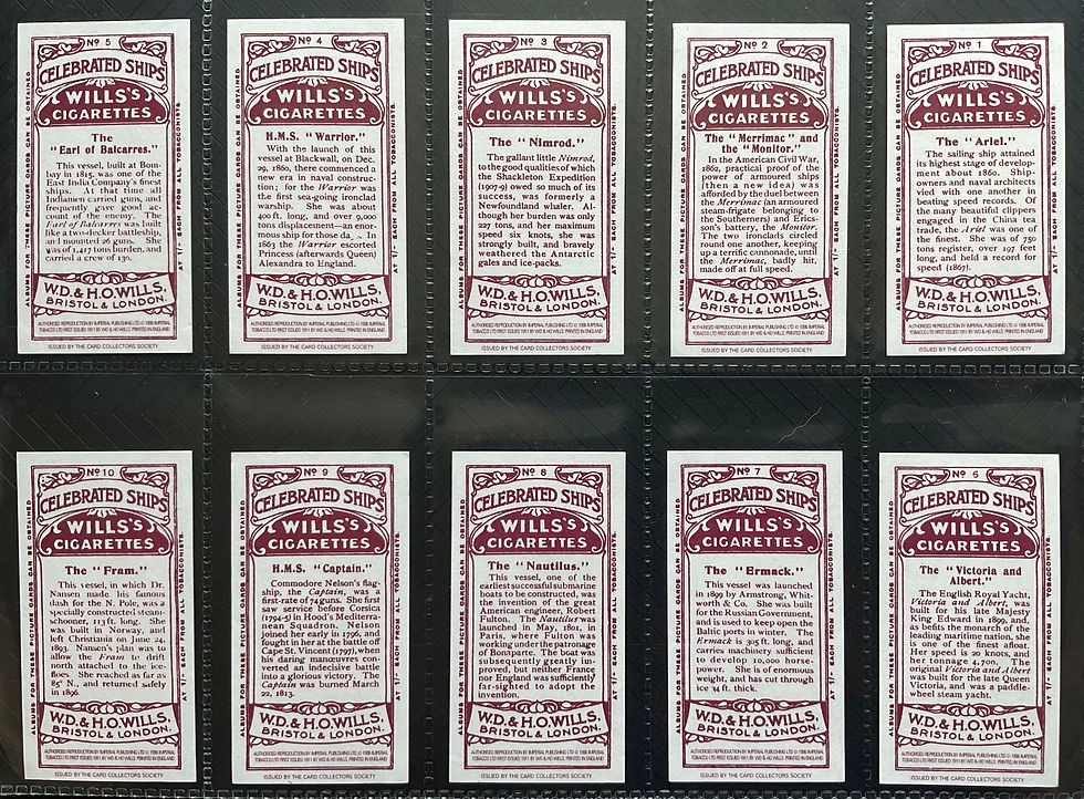 Thumbnail: Wills Celebrated Ships Reproduction Cigarette Cards