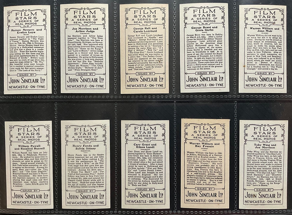Thumbnail: Sinclair Film Stars A Series Of Real Photos 2nd Series Cigarette Cards