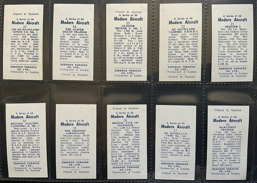 Thumbnail: Osborne Modern Aircraft Blue Front Cigarette Cards