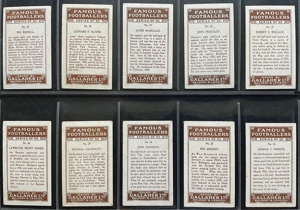Thumbnail: Gallaher Famous Footballers Brown Back Football Cigarette Cards