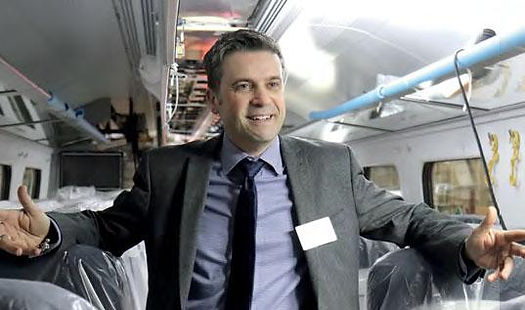 Julian Edwads on a train