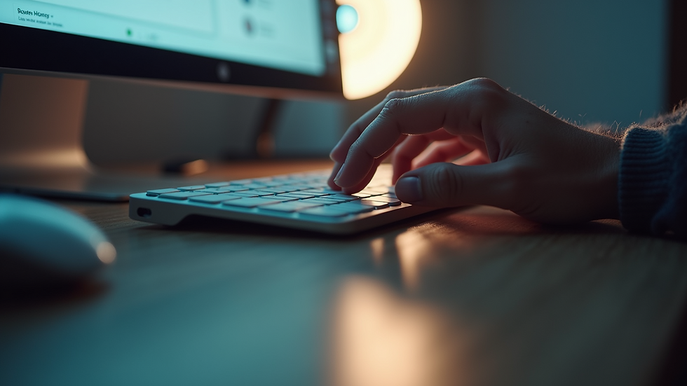 Close-up view of a person using a keyboard to navigate a website