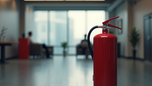 Fire extinguisher alone in room