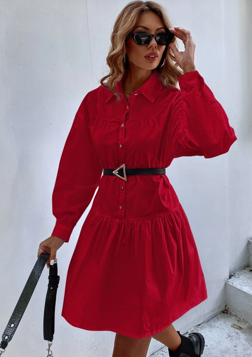 vestito a camicia rossa