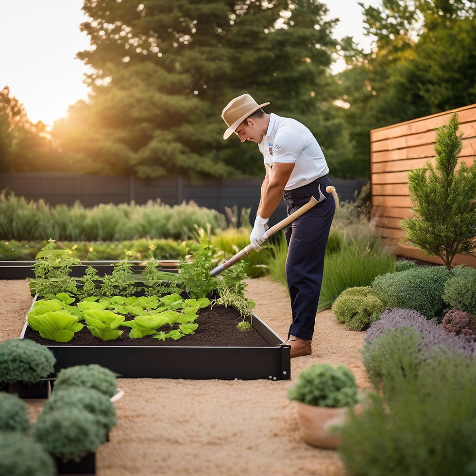_premium, ultra high-resolution outdoor image of Garden Bed Maintenance , captured in gold