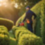 _premium, ultra high-resolution outdoor image of Hedge & Shrub Trimming, captured in golde