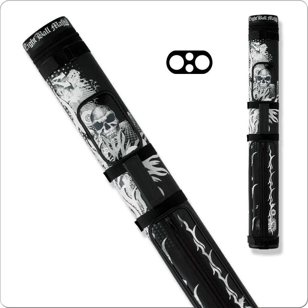 Eight Ball Mafia EBMC22A Skulls and Flames 2x2 Hard Pool Cue Case