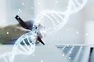 creative-light-dna-illustration-hand-writing-diary-background-with-laptop-science-biology-