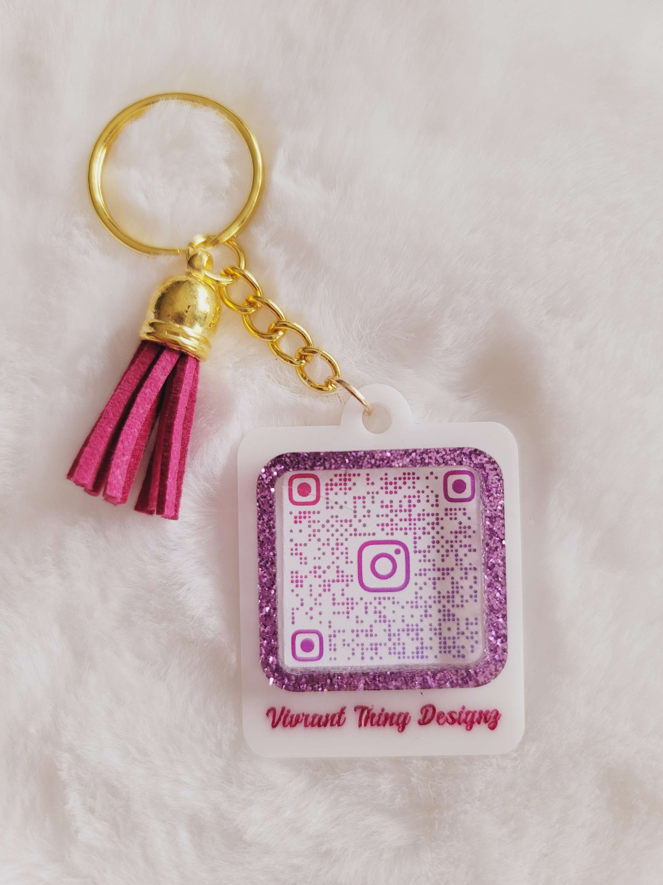 Acrylic QR code scannable keychain