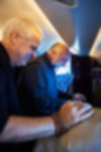 Chef Eric Ripert and José Andrés onboard a Wheels Up Flight