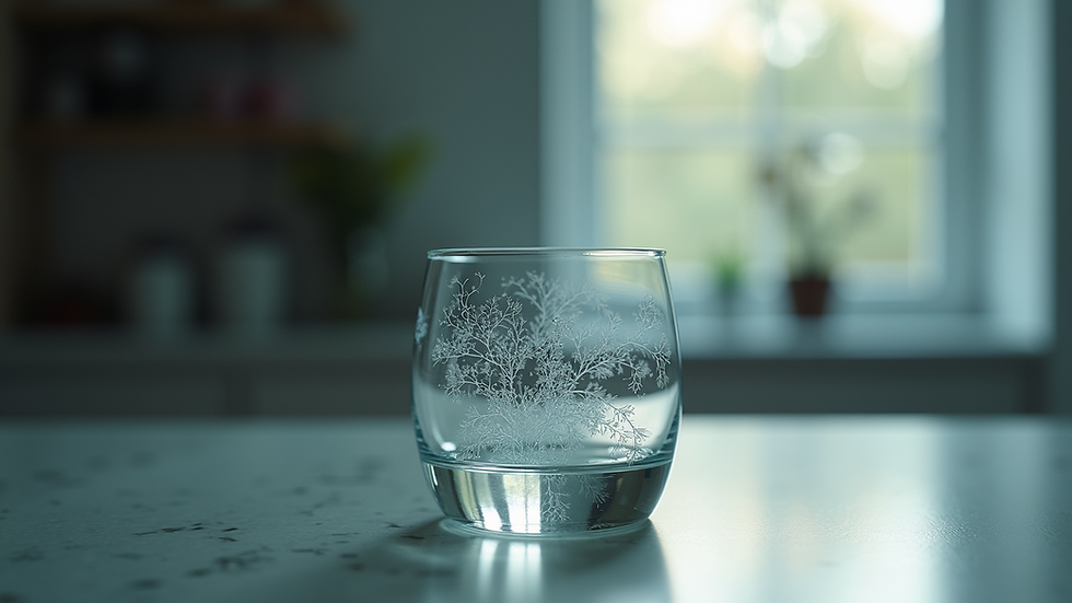 Vue rapprochée d’un flacon en verre avec gravure laser précise