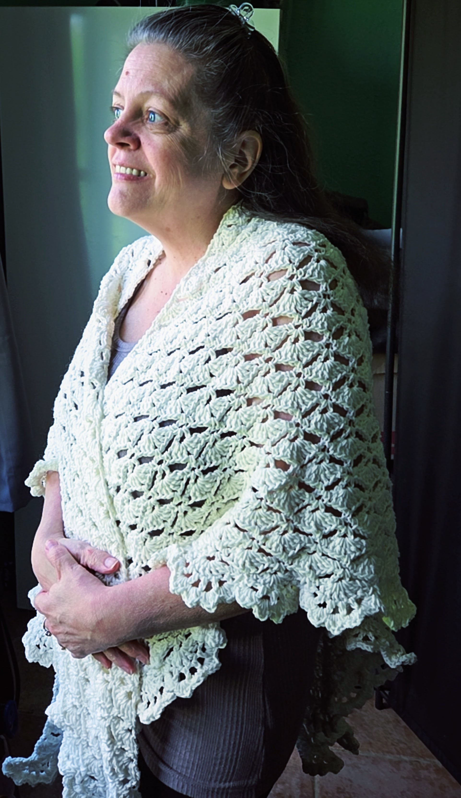 Women Soft Cotton Crochet Shawl