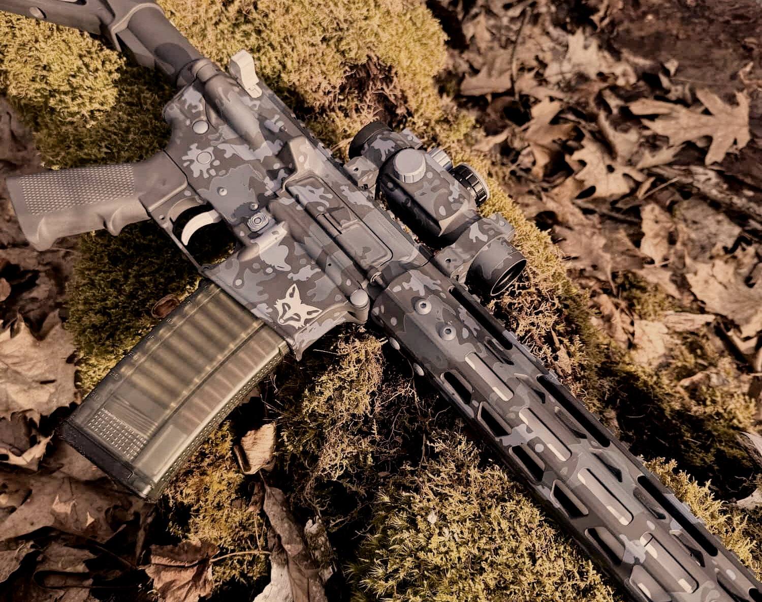 High-performance firearm with vibrant Cerakote finish and unique custom design