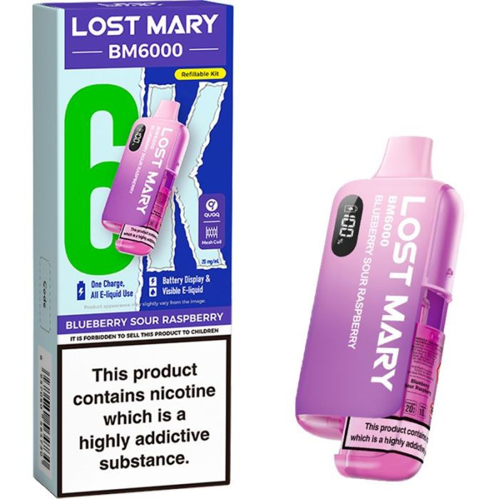 Thumbnail: BLUEBERRY SOUR RASPBERRY LOST MARY BM6000 POD KIT