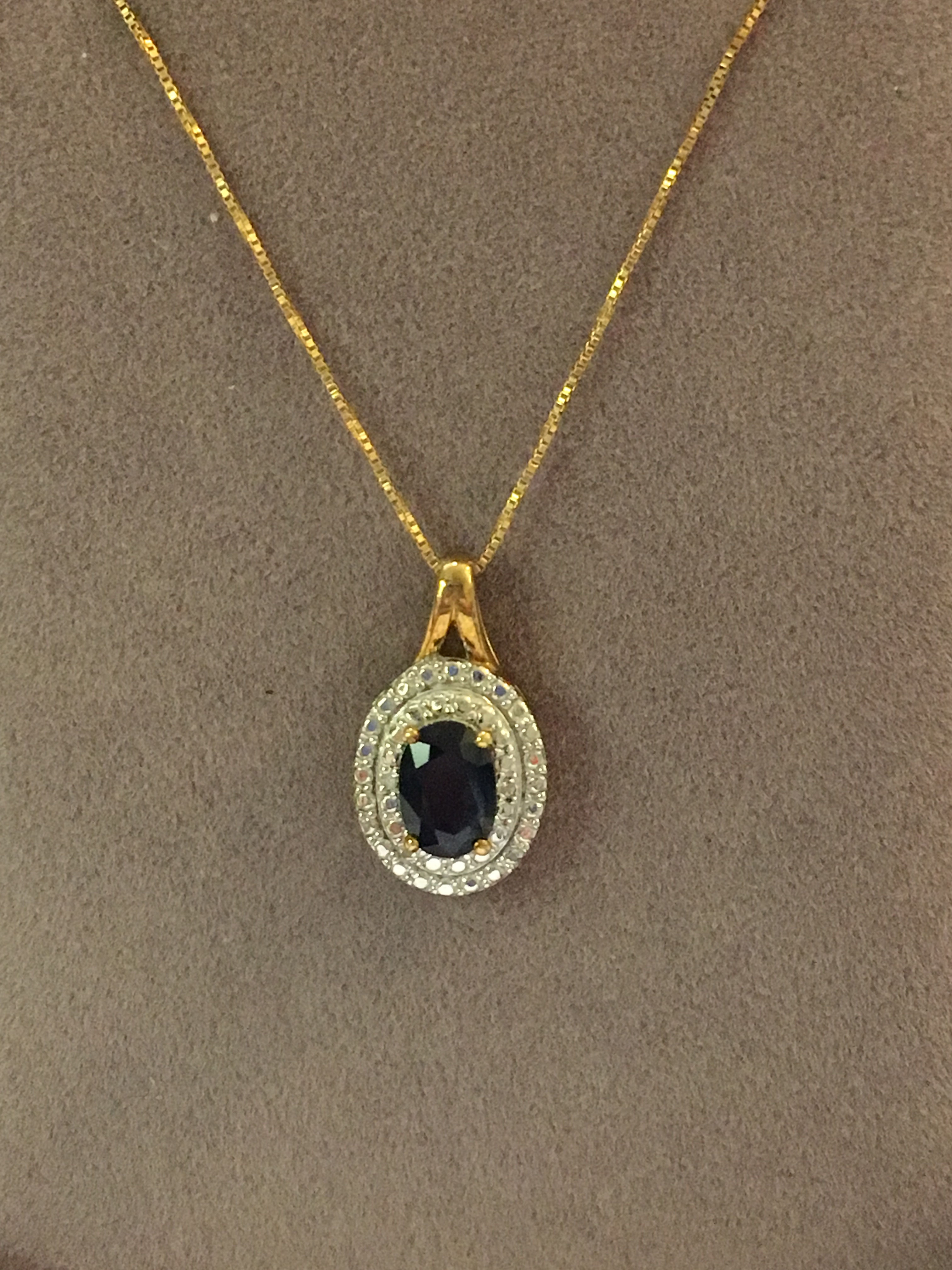 14K Yellow gold sapphire double halo.
