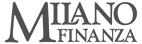 Logo "MILANO FINANZA" in grigio scuro, sfondo nero, titolo e sito web.