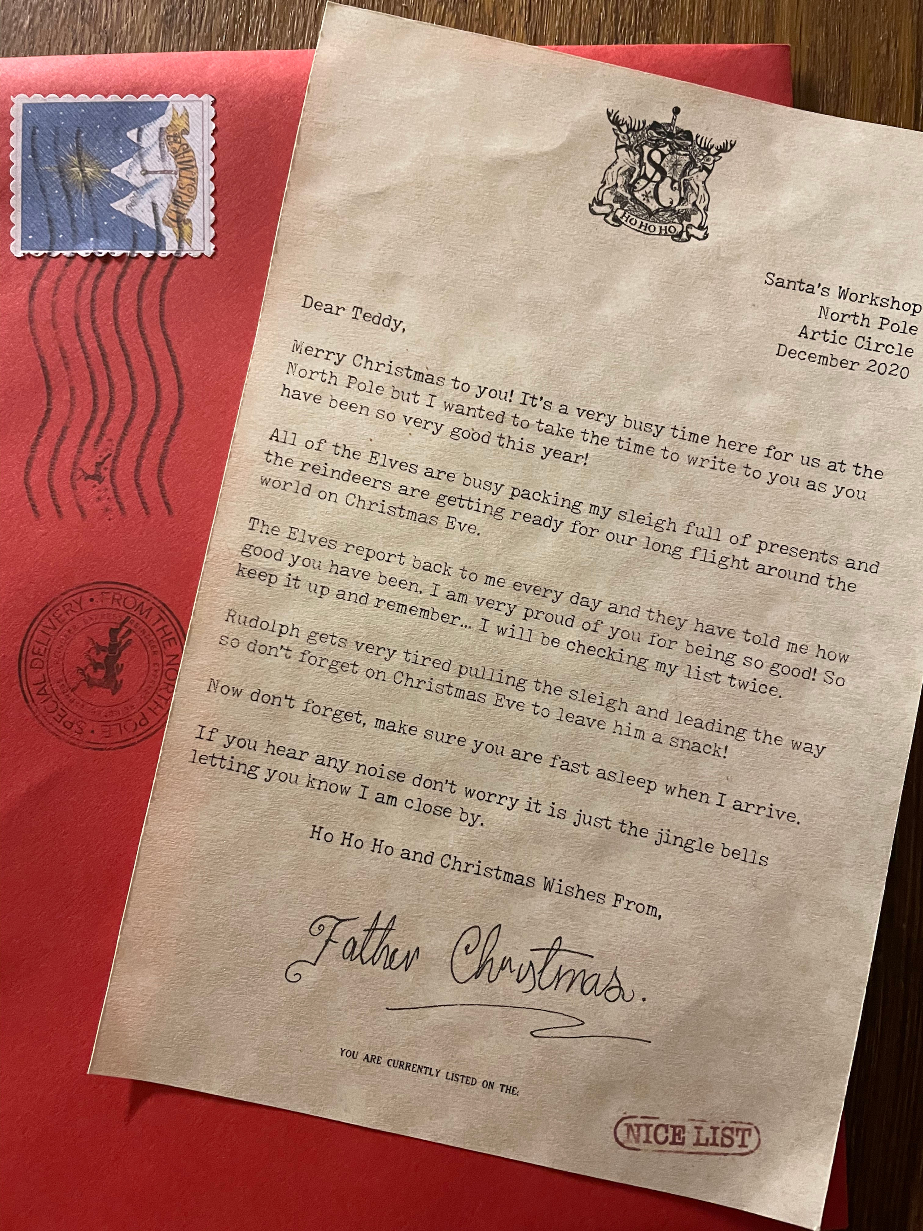 Typed Father Christmas Letter