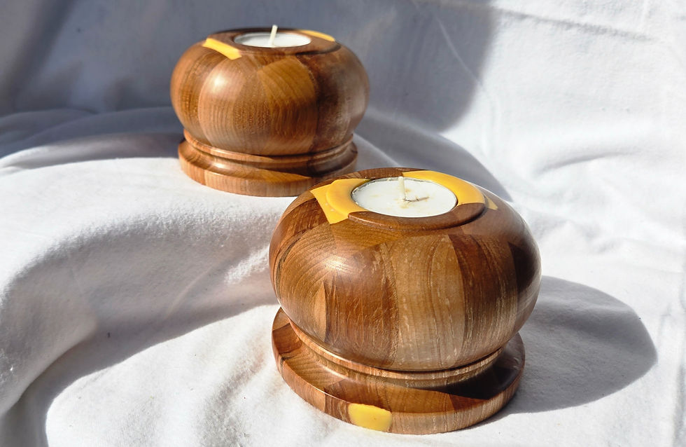 Thumbnail: Button Shaped Tealight Holders with Yellow Resin