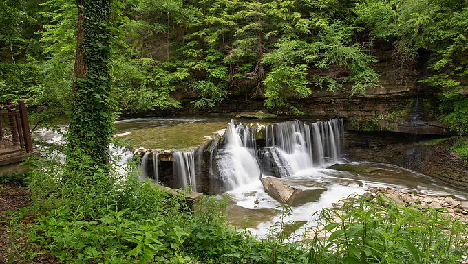 Scenic Tinkers Creek Gorge and wooded landscapes at Bedford Reservation near Walton Hills, Ohio
