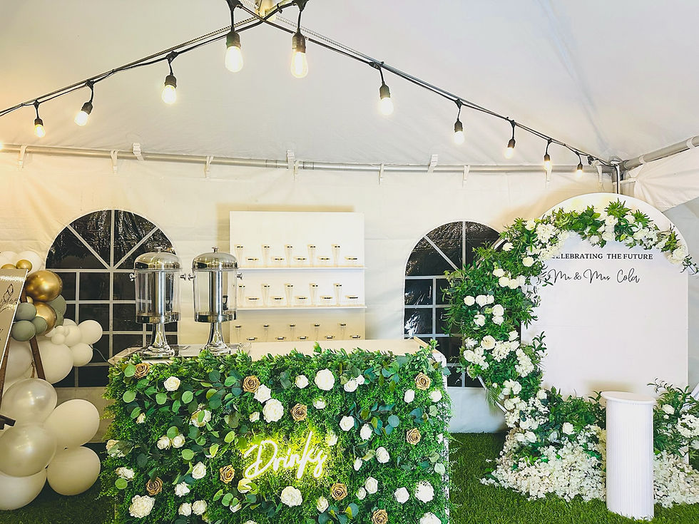 Flower Wall Bar with Champagne Wall & Backdrop