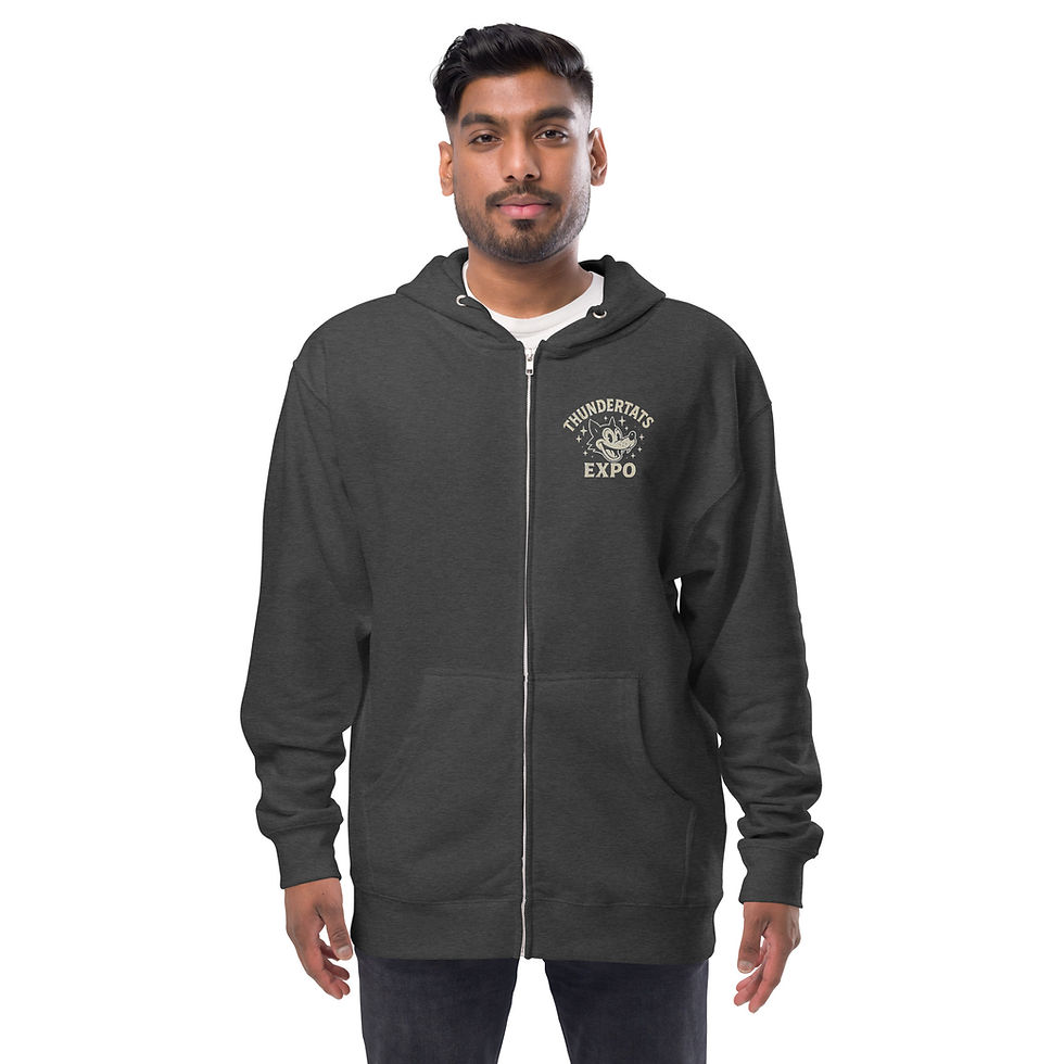 Thumbnail: Unisex fleece zip up hoodie- Wolf Design by Royale Ochoa