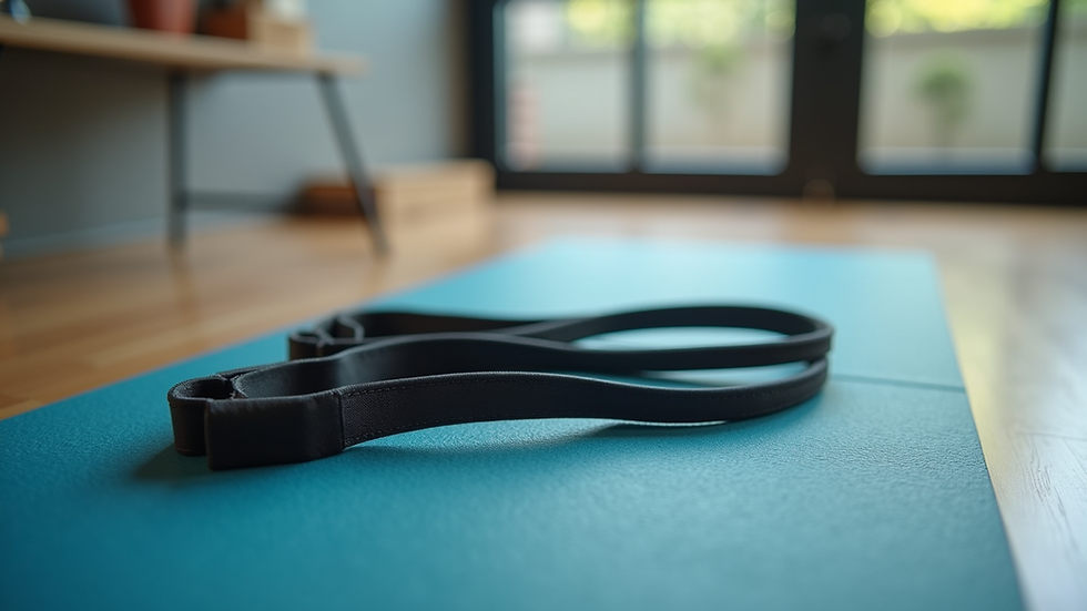 Close-up view of a rehabilitation exercise mat with resistance bands