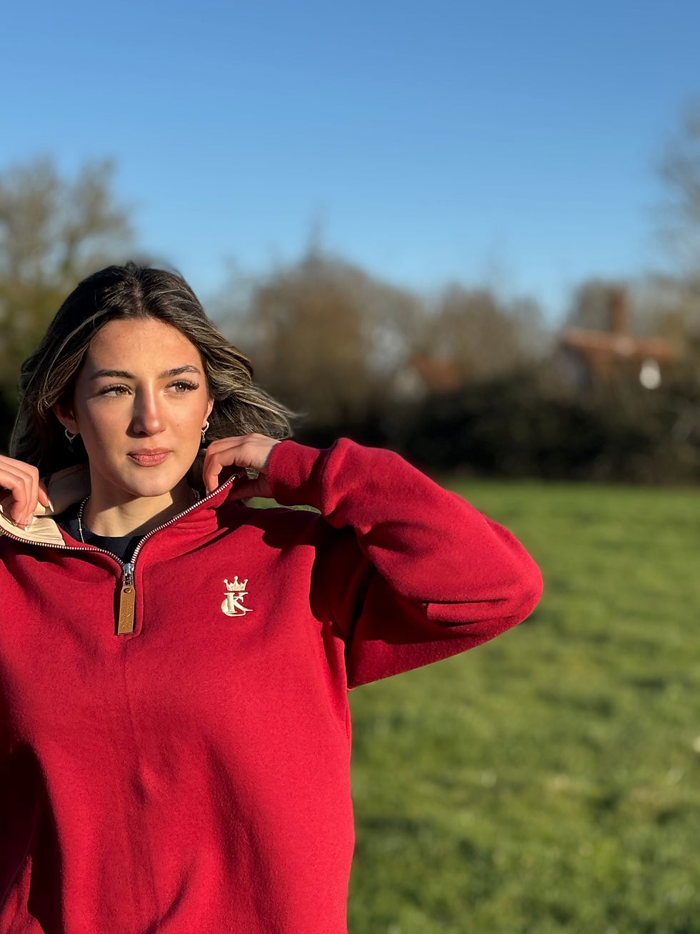 Kingshall Country quarter zip fleece in cherry red classic British country clothing