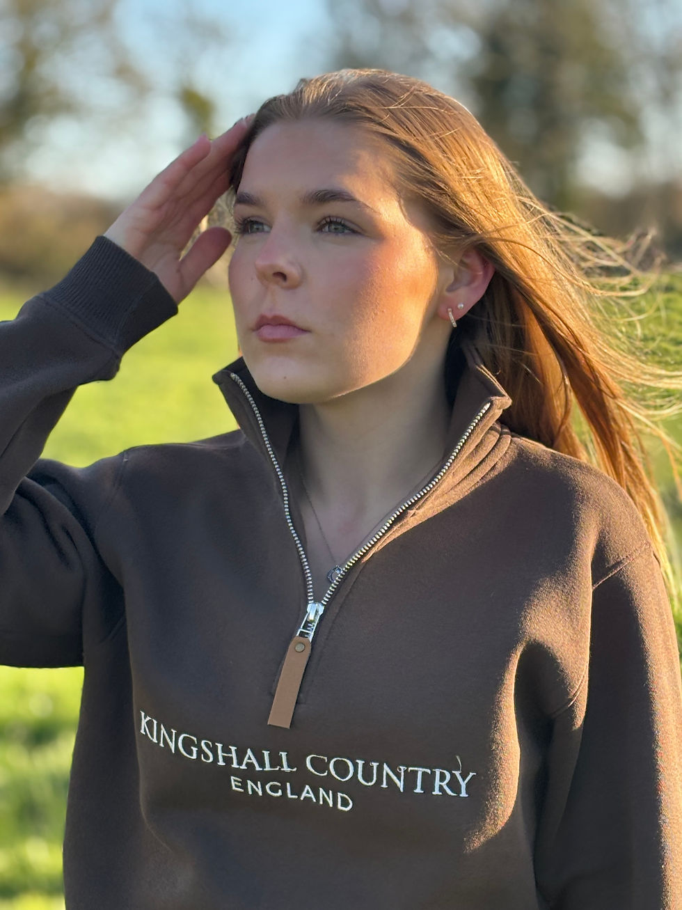 Kingshall Country Mocha quarter zip fleece, classic British Clothing for women