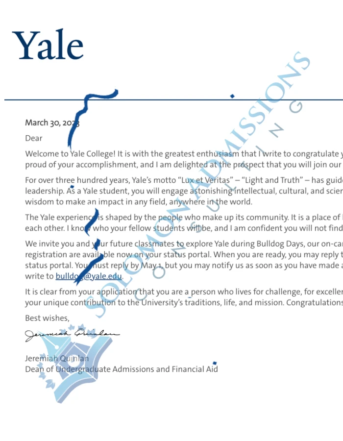 college admission letters 2021 Yale University 2023.webp
