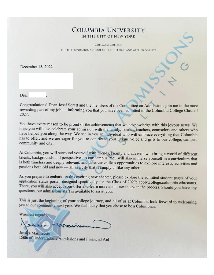 Acceptance Letters 20222023 Solomon Admissions