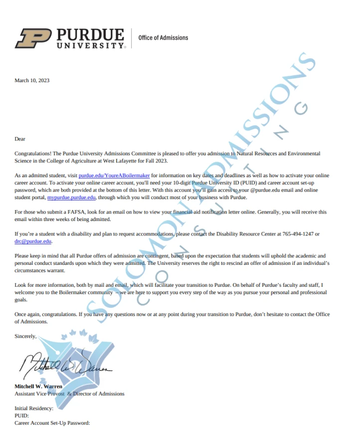 college admission letters 2021 Purdue University 2023.webp