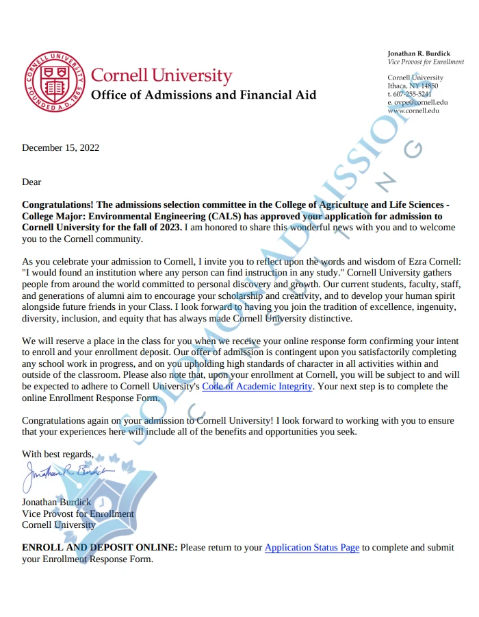 college admission letters 2021 Cornell University 2023.webp