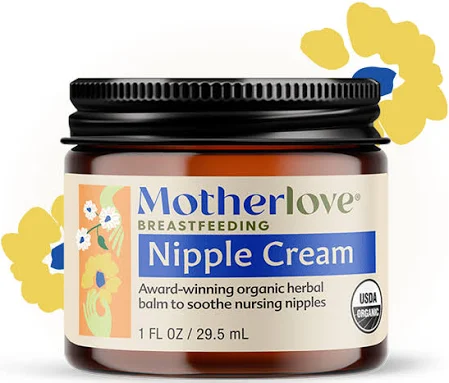 mother love nipple cream in glass jar