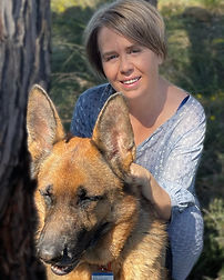 Lanie B Meyer and Bea, her beloved German Shepherd Assistance Dog who passed away in 2024