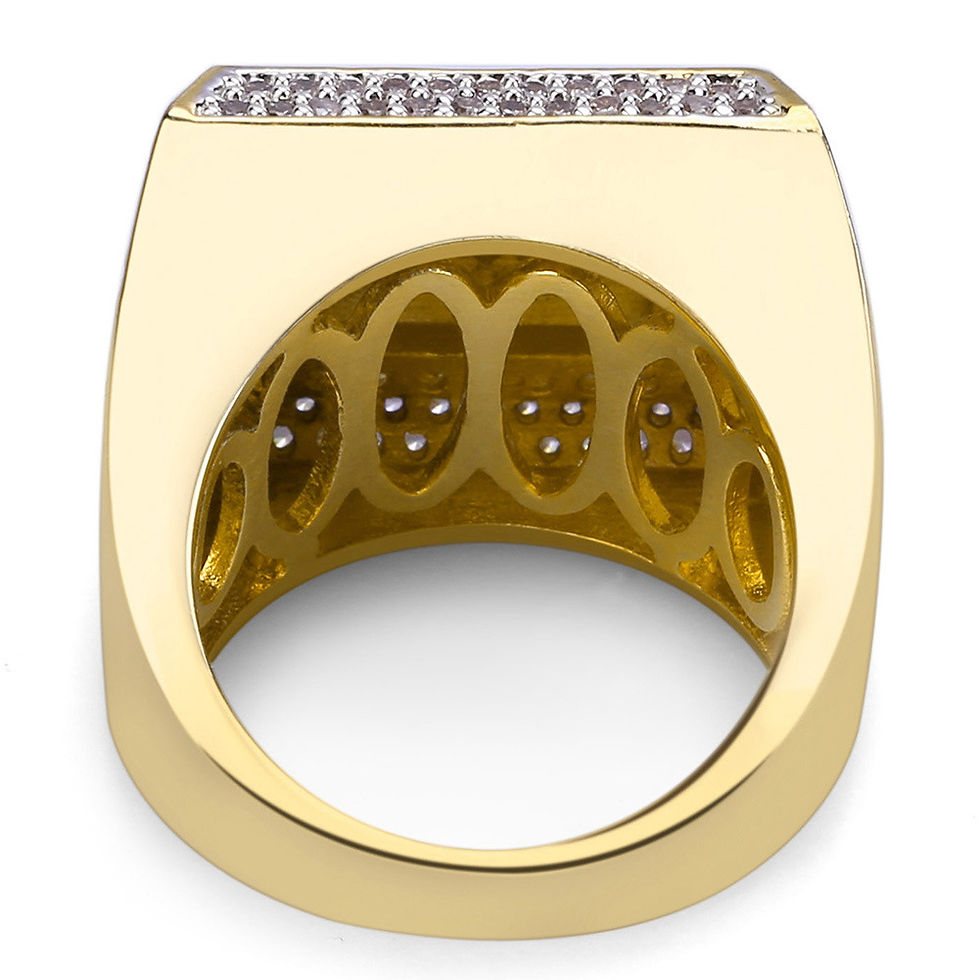 Miniature : Ice Miami Square Double Layers American Plated Ring