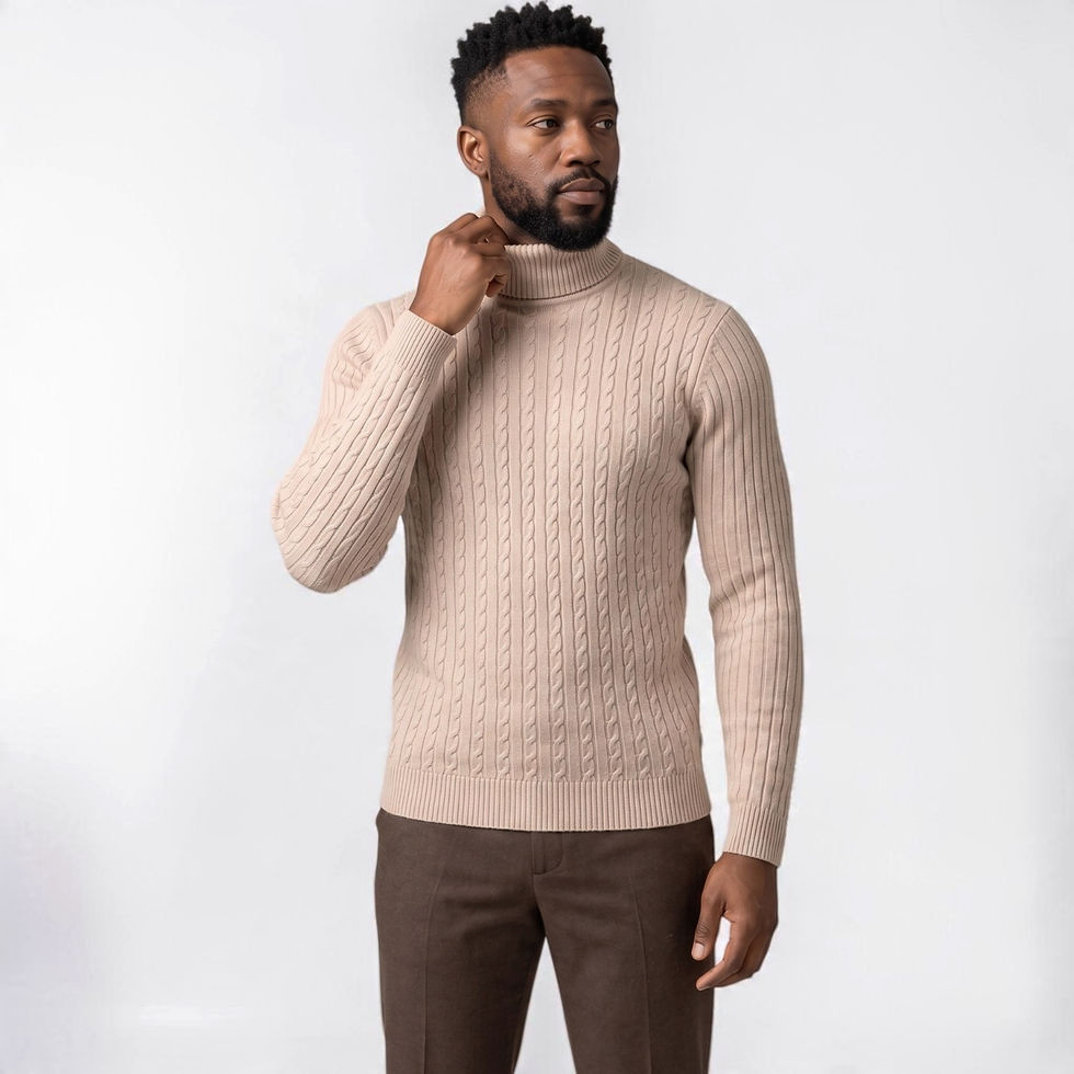 Thumbnail: Ribbed Turtleneck Knit Sweater