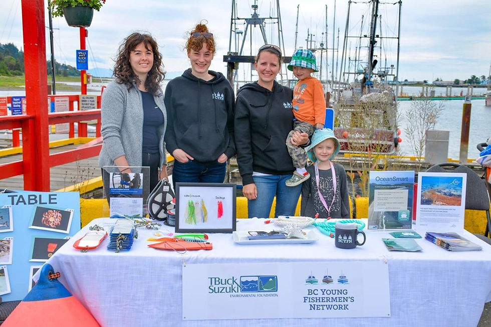 BC Young Fishermen's Network, including Melissa Collier and the kids, at Dock Days during the BC Seafood Festival, 2019