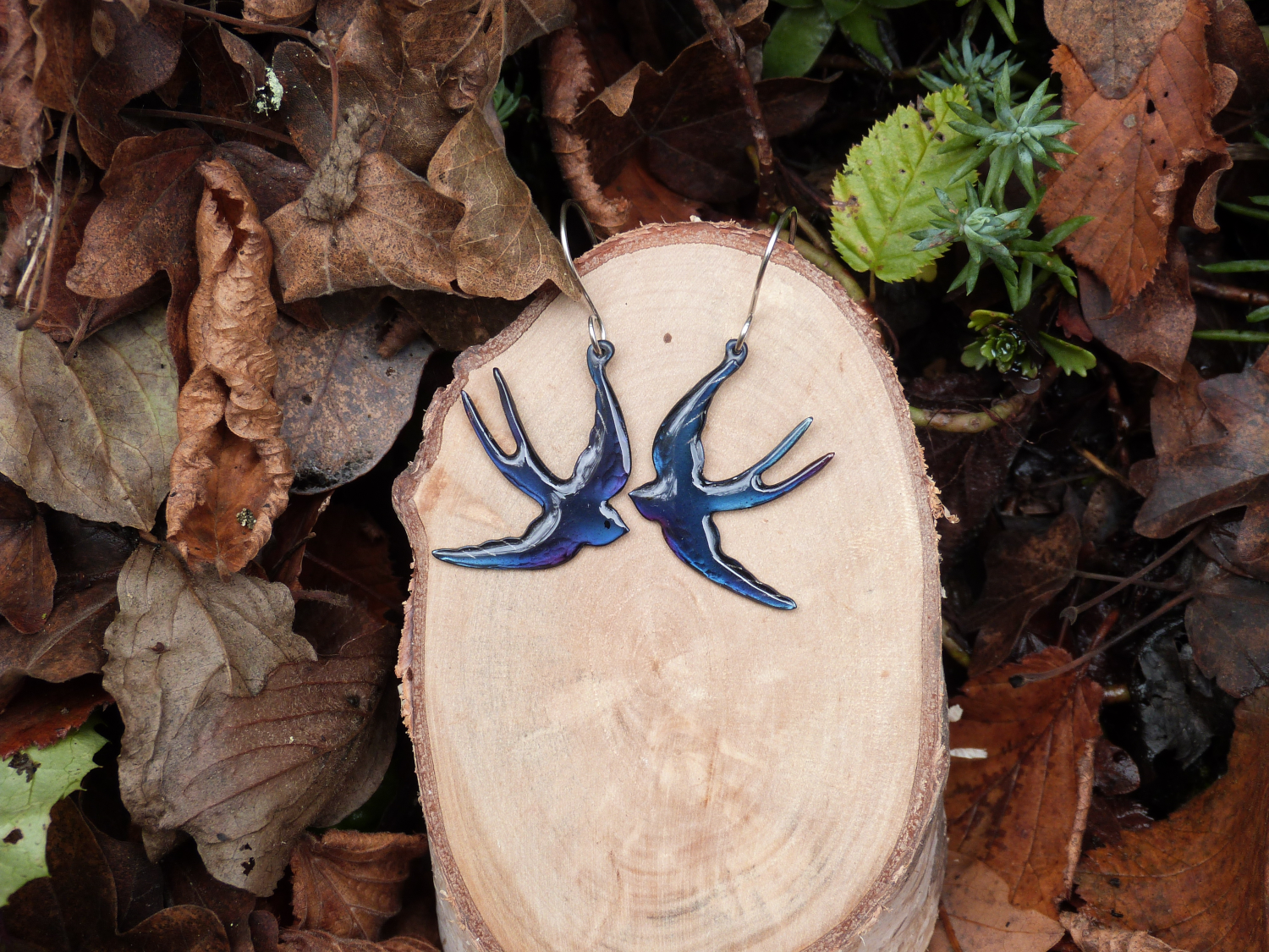 boucles d'oreilles hirondelles bleues