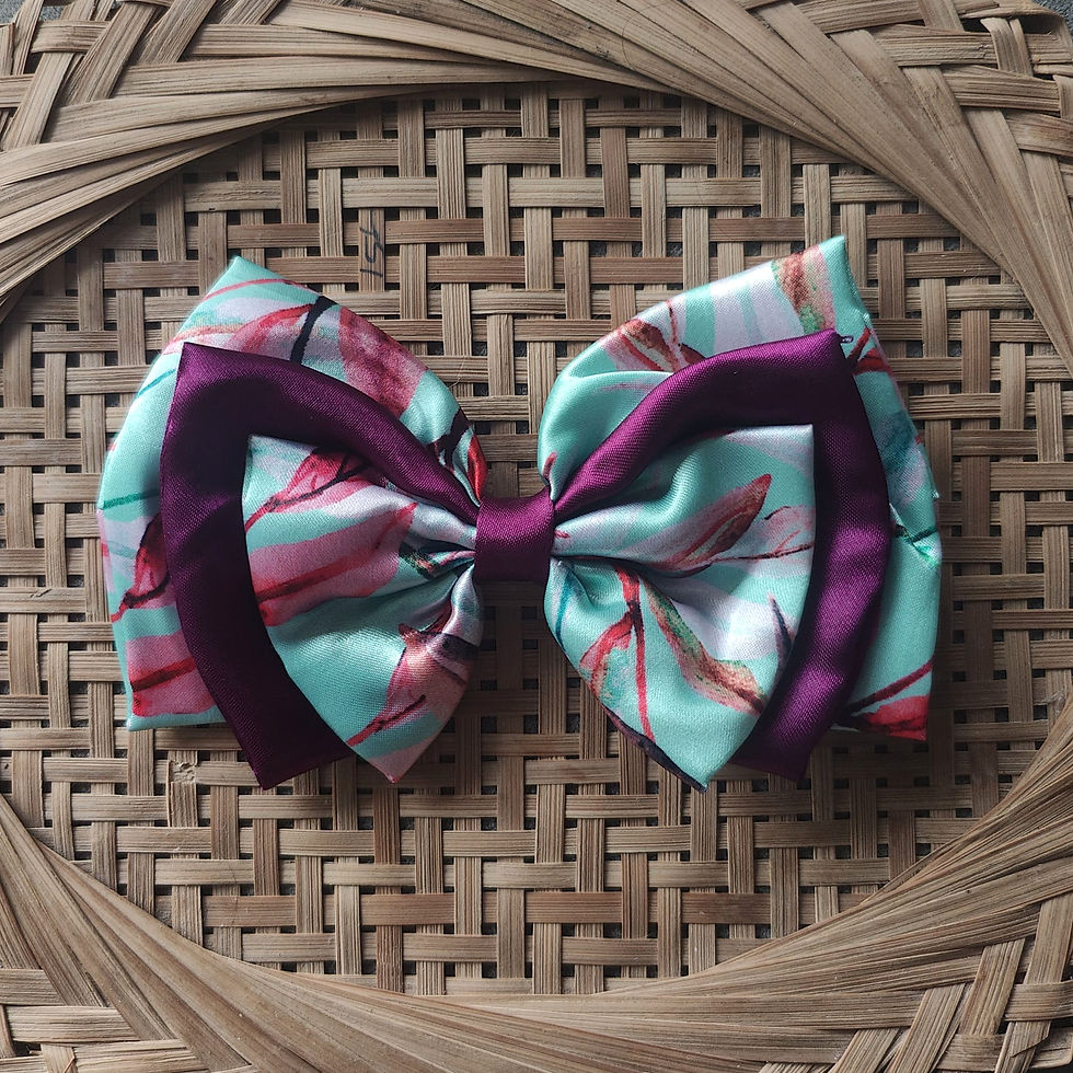Thumbnail: Abstract Printed Satin Big Bow Clip
