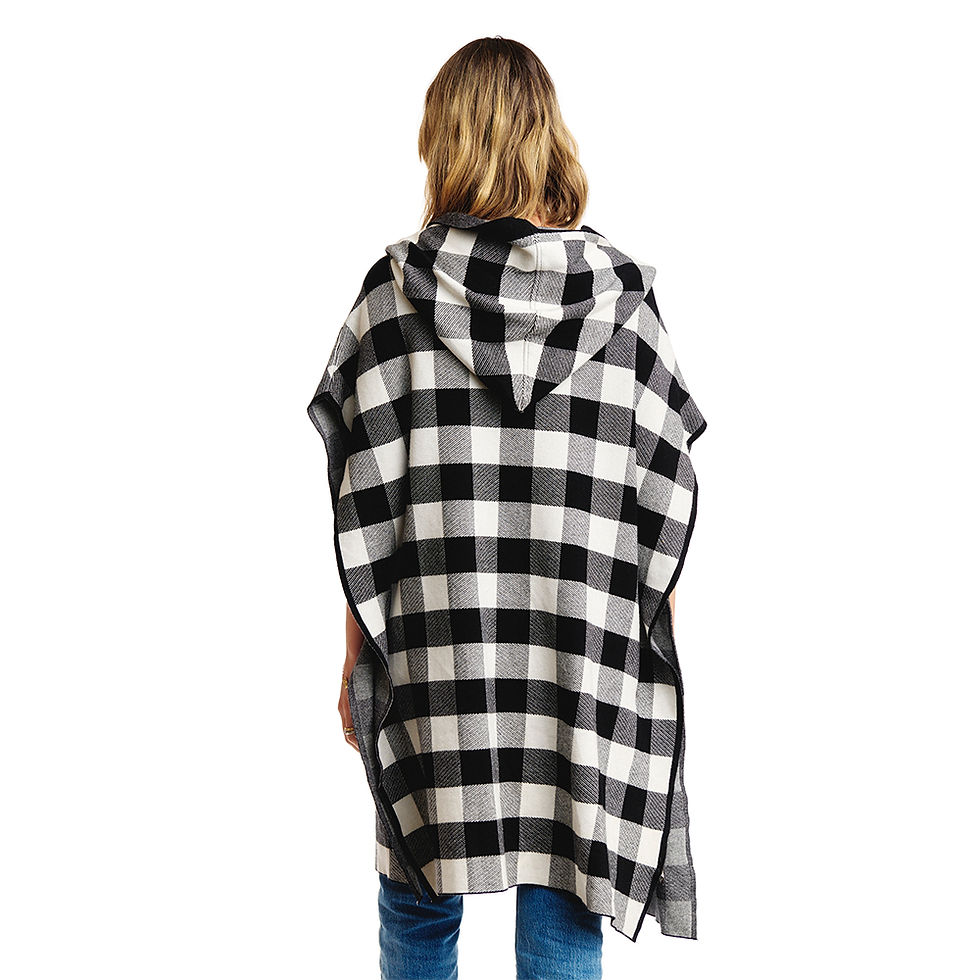 Miniatura: Hooded Plaid Zip Vest (Black)