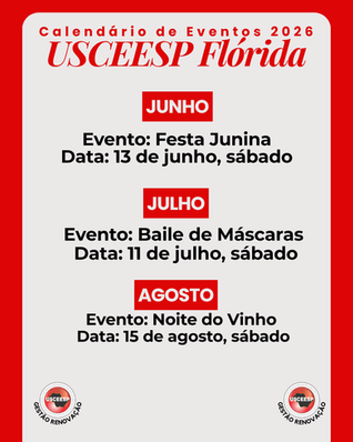 Calendários de eventos 2026 USCEESP FLÓRIDA