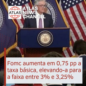 Comitê do Fed, elevou taxa de juros em 0,75 ponto percentual.