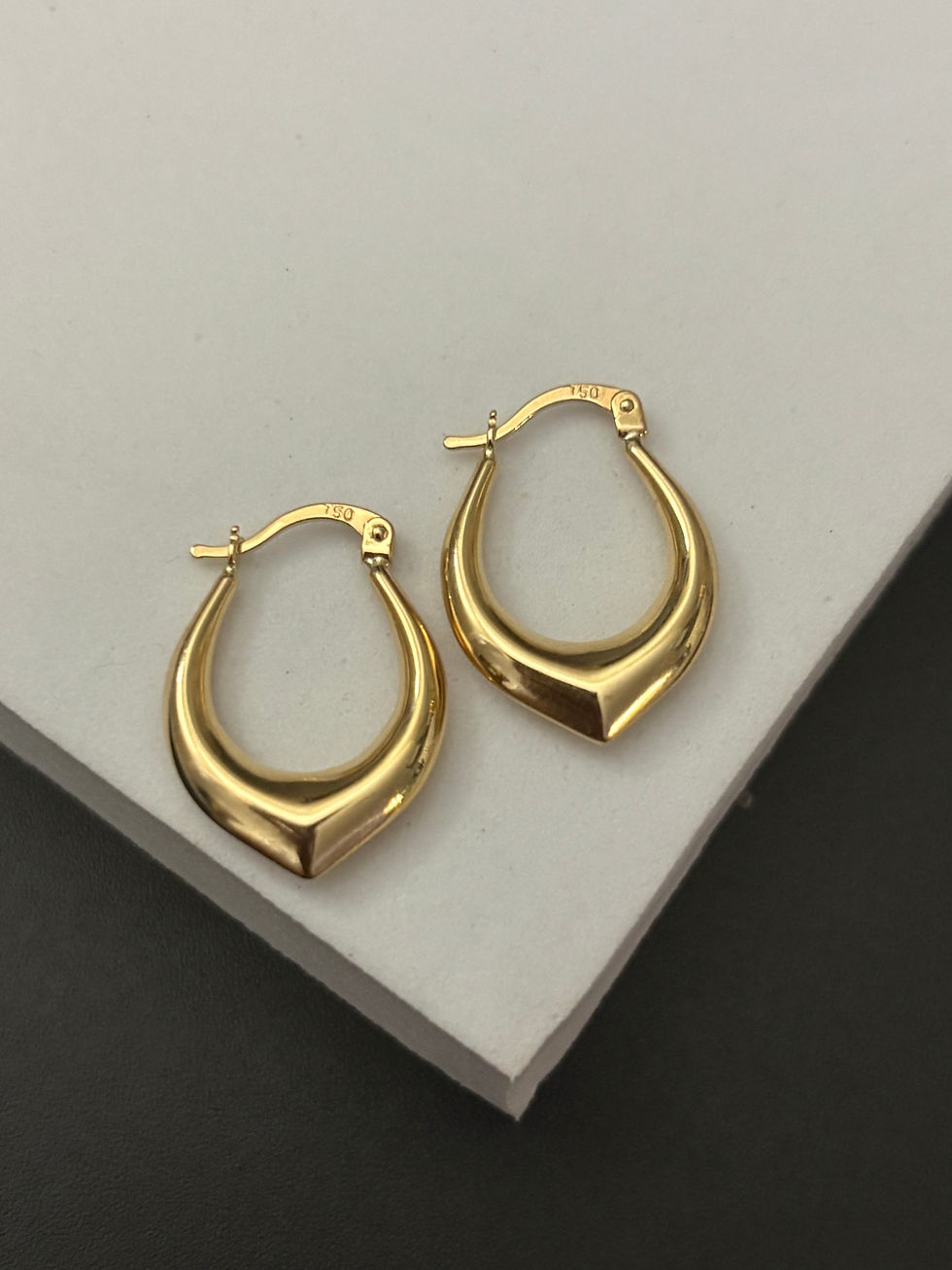 Thumbnail: Diamond Shape Hoop Earring